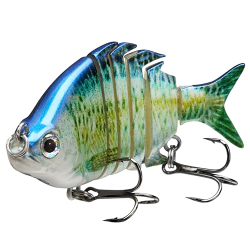 Bassdash SwimPanfish 2.5”/0.34oz Hard Bluegill Swimbaits Multi Jointed Topwater Trout Bass Fishing Crank Lure for Freshwater and Saltwater