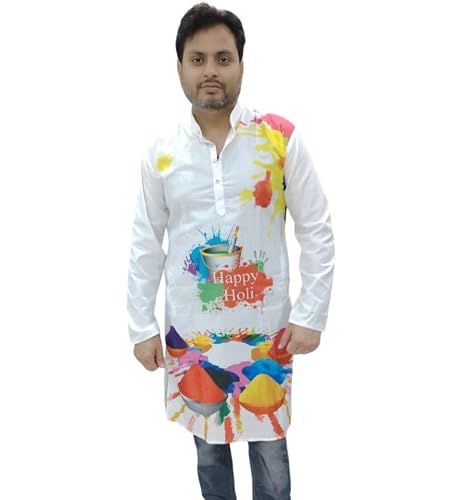Alice Emporium Holi Kurta for Men and Boys | Men's Kurta for Holi Celebration (Order +1 Size of Your Normal Size for Comfort Fitting) (in, Alpha, 2XL, Regular, Print1)