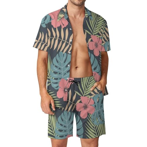 Chemise Hawaïenne Homme avec Short et Pantalon de Plage Ensemble Été 2 Pièces S Retro