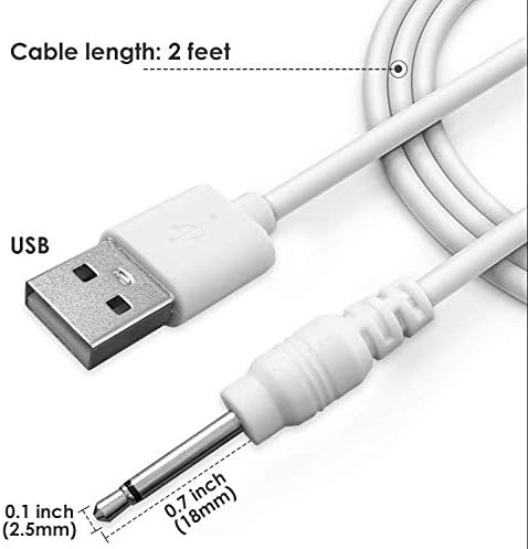 oGoDeal Replacement USB to DC Charging Cable | USB Charger Cord - 2.5mm - Original Replacement (2 Pack White)