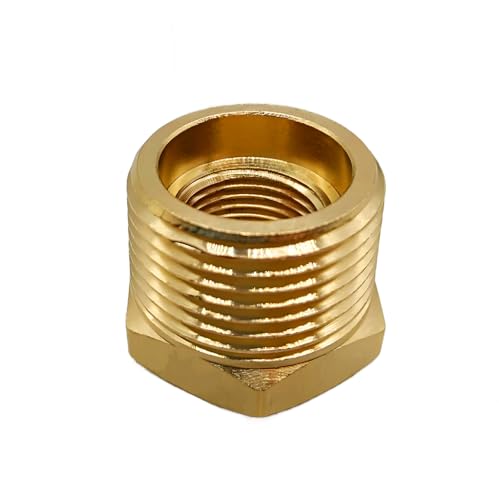 AMZDIAI Brass Reducer Bushing, 3/4\" NPT Male to 1/8\" NPT Female Thread, Hex Reducing Convert Adapter Pipe Fitting Connector for Water/Oil/Gas (2PCS)