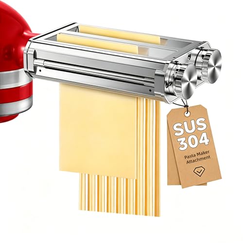 AMZCHEF Pasta Roller & Cutter Attachment for Kitchen Aid Stand Mixers