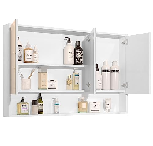 Armário Banheiro Espelheira 3 Portas Hefesto Branco Brilho