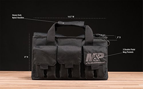 Smith & Wesson M&P Pro Tac Padded Single Handgun Case With Ballistic Fabric Construction And External Pockets For Shooting, Range, Storage And Transport #TOP1