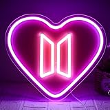 WittyRhE Purple Heart Neon Sign, K-Pop Inspired Door Symbol LED Neon Light, USB Powered Acrylic Wall Decor for Bedroom Fan Room Party, Aesthetic Heart Neon Wall Art Gift for Music Fans Teens Girls 13.7 x 12.2 In-USB Powered-Acrylic