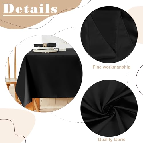 Fayavoo 8 Pack Black Tablecloth 58 x 102 Inch Rectangle Table Cover Stain and Wrinkle Resistant Washable Polyester Table Cloth for Decorative Table Cover for Dining Table Buffet Parties and Camping - Image 3