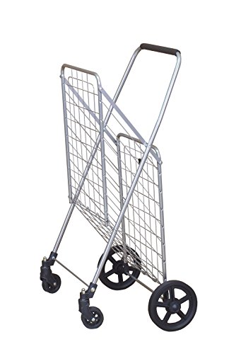 Wellmax WM99024S Grocery Utility Shopping Cart, Easily Collapsible and Portable to Save Space and Heavy Duty, Light Weight Trolley with Rolling Swivel Wheels