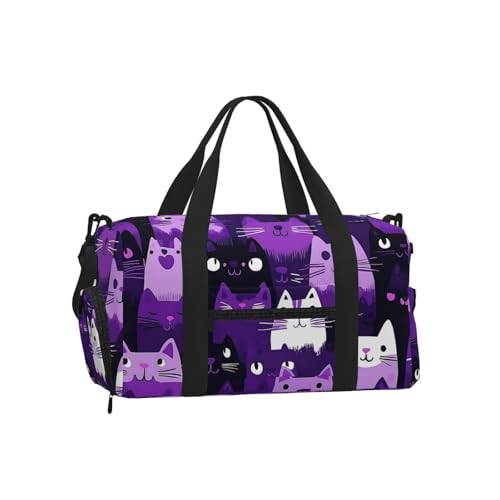 Bolsa de gimnasio de gato morado ideal para tus rutinas de yoga, baile y fitness