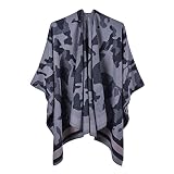 EHSIJAI Poncho imprimé pour femme - Châle imprimé - Tendance - Chaud et doux - Cadeau de Noël - Double face - Châle épais - Écharpe douce - Maxi, CE1, taille unique