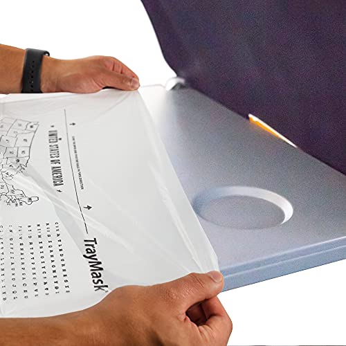 TrayMask Disposable Tray Table Cover | Must Have Airplane Travel Essentials | Perfect for Toddlers, Kids and Adults Travel Accessories | Provides a Fresh/Clean Layer of Protection | 10 Pack by TrayMask - Used condition - US$10.87