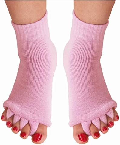 ReachTop Toe Separator Socks for Women, Yoga Sports Gym Massage Socks Foot Alignment Socks Happy Feet Socks Cotton Toe Socks Pain Health, Pink