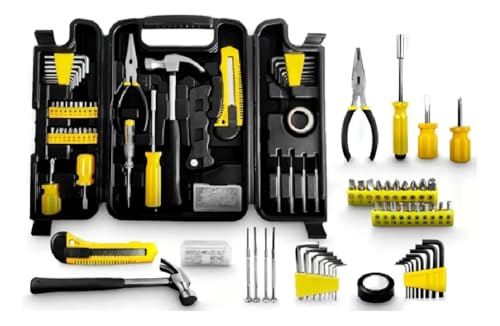 Kit de Ferramentas 200 Peças, com Maleta Rígida, Martelo, Alicate, Chaves de Fenda, Bits e Acessórios