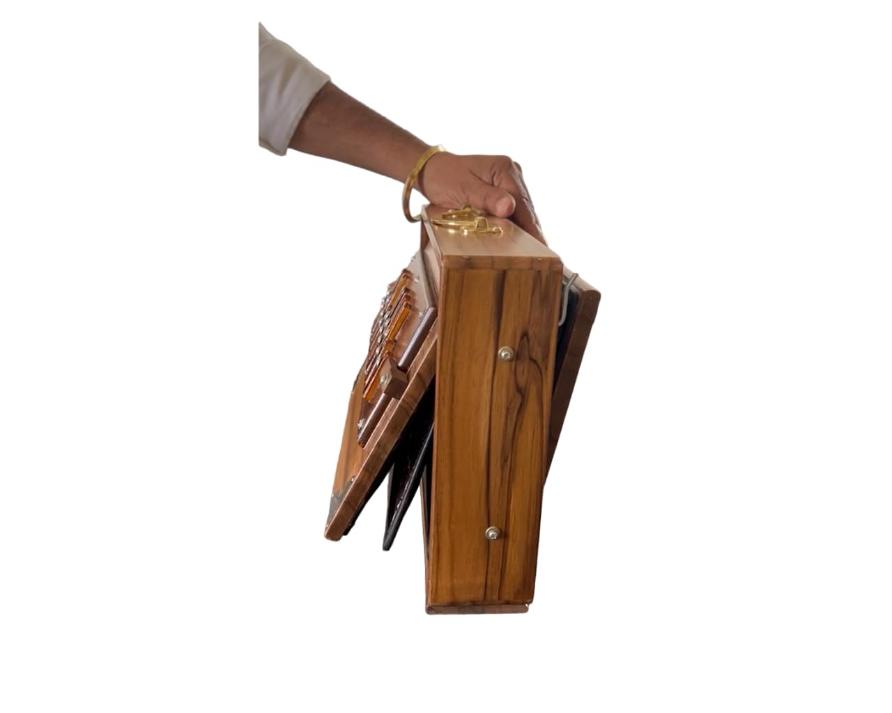 Shruti Box in legno di teak, strumento musicale Shruti scatola con borsa accordata 432 Hertz (38,1 x 25,4 x 7,6 cm)