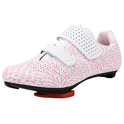 Cycling Shoes Womens Road Indoor Bike Shoes Hook-Ring Compatible Peloton with Delta Cleats Lightweight Fashion