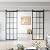BARNSMITH 72in x 84in Double Glass Barn Door with 13FT Top Mounted Hardware Kit, 5-lite Modern Black Aluminum Tempered Frosted Glass Sliding Door, Assemble Required(2 * 36inx 84in)