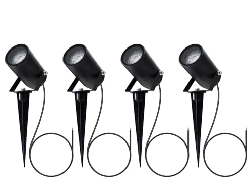 EBION Garden Spike Light GU10,Garden Spotlights Mains Powered IP54 Waterproof,35W 240V Pathway Lights,4Pack Landscape Lighting for Patio Path Lawn Walkway,Aluminum, (Bulbs Not Include)