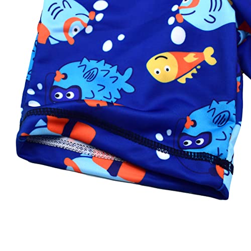 Image of Kids Short Sleeve Sunsuit Swimwear Boys Two Piece Rash-Guard-Sets Dinosaur Pattern