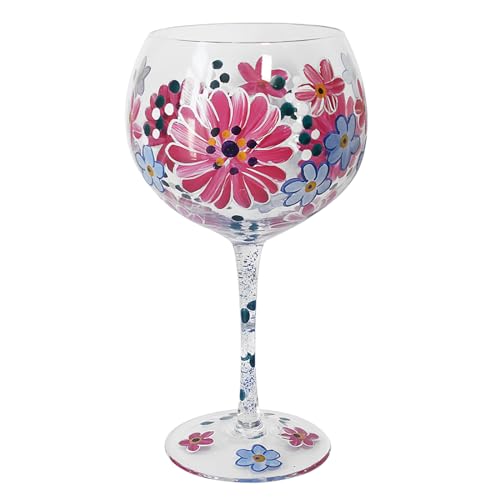 Lesser & Pavey Pink Gerbera Gin Glass | Lovely Gift for Women & Men | Designed By Lynsey Johnstone | Luxury Wine Glass for Every Occasions