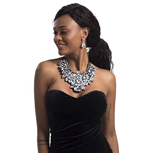 Holylove Statement Choker Necklace Earrings for Women, Costume Chunky Jewelry 1 Set - Image 4