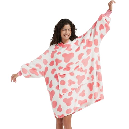 Krifey Wearable Blanket Hoodie Oversized Sherpa Hooded Blanket for Adults