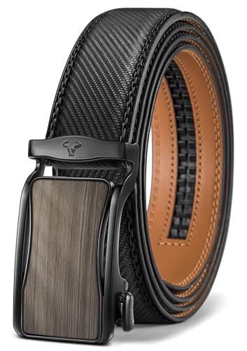 Image of BULLIANT Men Ratchet Leather Belt True-to-size 1 3 /8 inch-Gift Boxed | Smooth Sliding for Micro Fit | Holeless for Dress or Casual