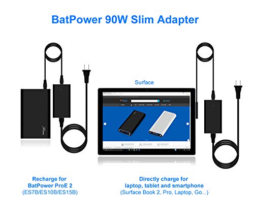 BatPower ProE 2 ES7B 98Wh Surface Power Bank for Surface Pro X 9 8 7 6 5 4 3 2 RT Go Surface Book 3 2 1 External Battery Surface Laptop 4 3 2 1 Portable Charger, USB QC Fast Charge Tablet Smartphone