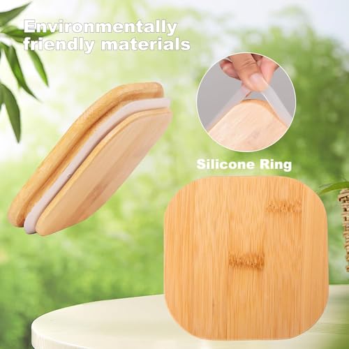 Image of Glass Food Storage Containers with Airtight Bamboo Lid, Coffee Storage Jars for Home Kitchen, Pantry Tea, Spices, Snack (SQUARE 1200 ML JAR, SET OF 6)