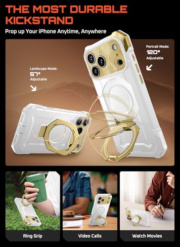 Image of SUPCASE for iPhone 17 Pro Max Case with Kickstand (Unicorn Beetle Grip), [Camera Control Cover] [Compatible with MagSafe] [Military-Grade Drop Protection] Heavy Duty Magnetic Phone Case, K2Snow