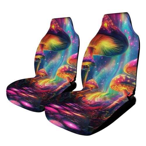 Tie Dye Mushroom Print Car Seat Covers Universal Car Front Seats Protector Auto Interior Accessories 2PCS