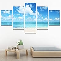 SIGNWIN 5 Panel Canvas Wall Art Modern Art Beach Coastal Expressive Global Multicolor Photography for Home Decorations Ready to Hang - 60