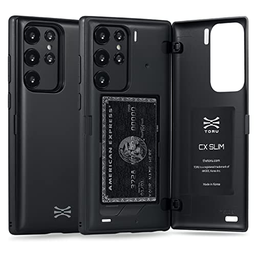 TORU [CX Slim Funda Tipo Billetera magnética diseñada para Galaxy S22 Ultra Case con Tarjetero - Negro