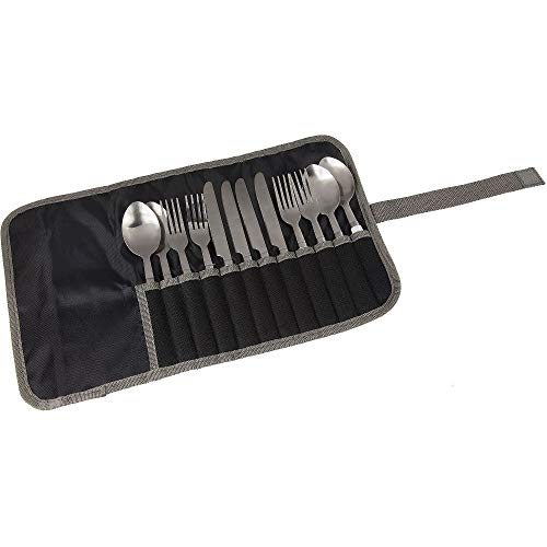 Regatta Unisex's Cutlery Set-Black/Seal Grey, 4 Persons