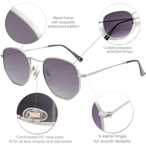 SOJOS Square Polarized Sunglasses for Women Men Small Hexagonal Polygon Shades SJ10724