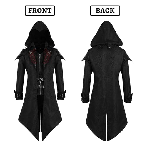 Chaqueta steampunk medieval de hombre con capucha gótica vintage 2