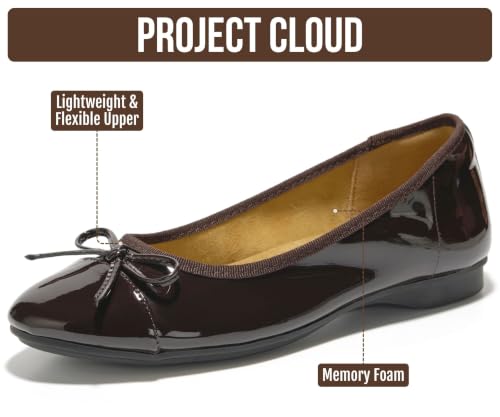 Image of Project Cloud Ballet Flats for Women Shoes - Genuine Leather Insole and Lightweight Mary Jane Flats - Non-Slip and Comfortable Womens Shoes