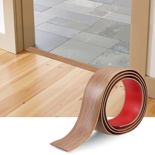 Fentar Perfil de Transición para Suelo para Puertas, Tapajuntas Suelo Adhesivo de 120x4cm, Perfil de Transición Impermeables Flexibles para Decoración de Bordes de Alfombras (Roble Amarillo)