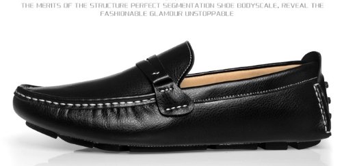Happyshop(Tm 2014 Men's Casual Shoes Genuine Leather Driving Shoes Comfort Slip-On Penny Loafers Eur Size 38-44 (Eur 44, Black) #TOP6
