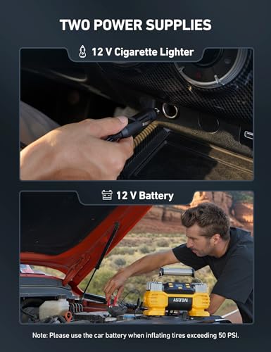 Astroai ACHDDCSL Portable 160 Psi Dc Heavy Duty Tire Inflator Pump Auto Shutoff With Screen, Dual Cylinders & Dual Motors, 12V Air Compressor thumb #4
