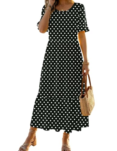 Image of Zeagoo Womens Summer Dresses 2026 Casual Midi Dress Flowy Sundress Ruffle Short Sleeve Tiered Dresses A Line Boho Dress