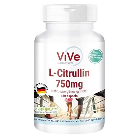L-Citrullin 750 mg - 180 Kapseln für 1 Monat - Aminosäure - hochdosiert und vegan | Qualität aus Deutschland von ViVe Supplements Cover