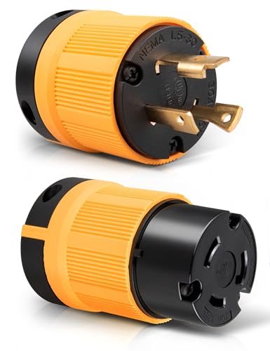 MECMO 30A/125V NEMA L5-30P & L5-30R Generator Locking Plug and Connector 3 Prong Twist Lock RV Marine Male & Female Adapter 30 Amp 125 Volt 2 Pole 3 Wire Grounding Industrial Grade Heavy Duty