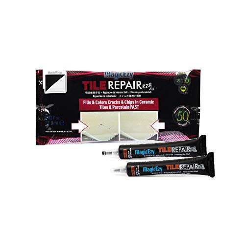 MagicEzy Tile RepairEzy (Black/White) - Laminate Floor Repair Kit - Ceramic Tile Repair Kit - Bathroom Tile Repair Kit - Crack Filler - Gray Porcelain, Ceramic, Acrylic, Stone, PVC, Fiberglass, Vinyl