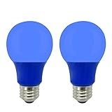 LED A19 Colored Light Bulb, 5W, (40W Equivalent), E26 Medium Base, 120V, UL Listed, Blue (2 Pack)
