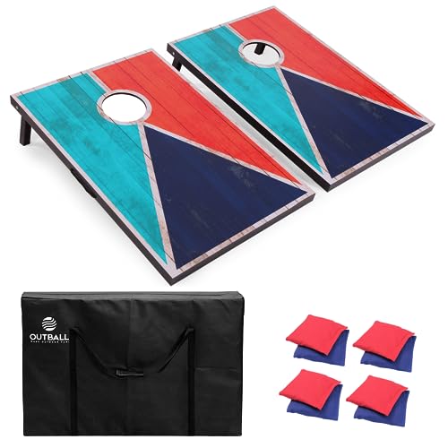 Outball Cornhole Set Corn Holes Sets with Bags & 8 Bean Bags, Cornhole Boards Bean Bag Toss Games for Adults and Family Outside Lawn Beach Backyard 3x2 Feet