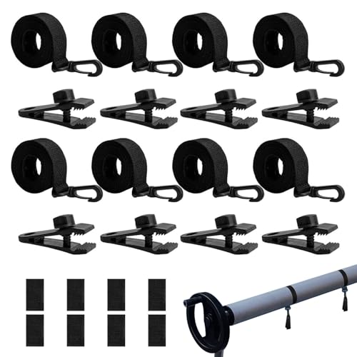 Tiras para cubierta solar | Conjunto de fijación para lona solar de piscina, resistente a los rayos UV con ganchos y clips, ojales de repuesto para