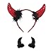 KEPATO Halloween Devil Red Horns Headband Devil Black Horns Hair Clips,Halloween Women Devil Hairband Hair Hoop Party Decoration Cosplay Costume Headpiece 2 Pack Mixed