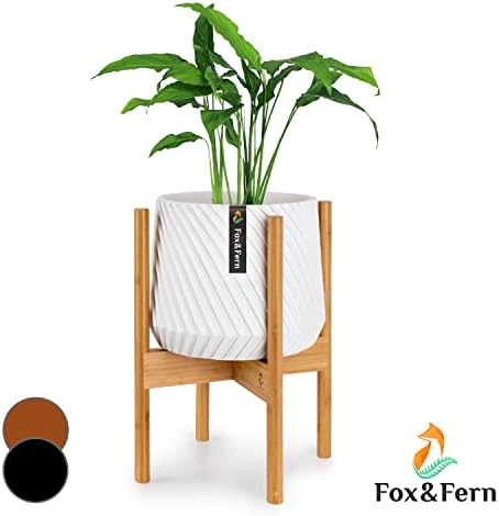 Fox & Fern Mid Century Tall Plant Stand, Plant Stand Indoor, Indoor Plant Stand, Plant Stands for Indoor Plants, Plant Holder, Corner Plant Stand - EXCLUDING Plant Pot - Acacia Wood - Fits 10" Pot