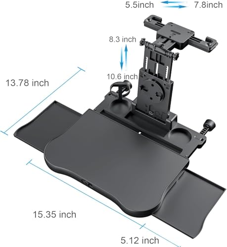 Image of Oshotto (FT-10) Multifunctional Car Backseat Laptop and Food Tray Desk with Phone Holder, Cup Holder & Storage Drawers - Adjustable Foldable Car Table for Work, Travel & Dining