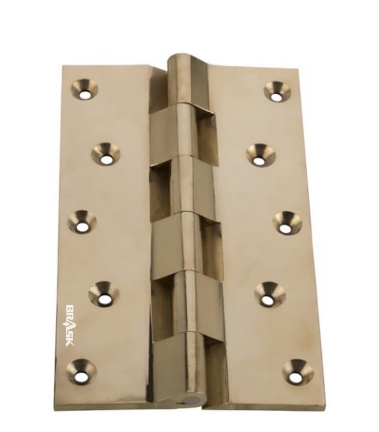Image of BRASK Brass Railway Hinges 6 inch x 1.1 /2 inch x 3 /16 (150 mm x 38 mm x 5 mm) Heavy Duty Brass Door Hinges (Golden Satin, 1)