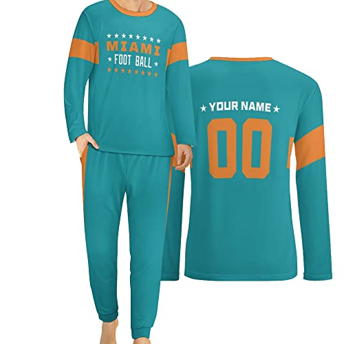 Personalize Men's Pajama Suit Customized Name Number Long Sleeve Nightwear Set Gift for Dad Husband - Main Image